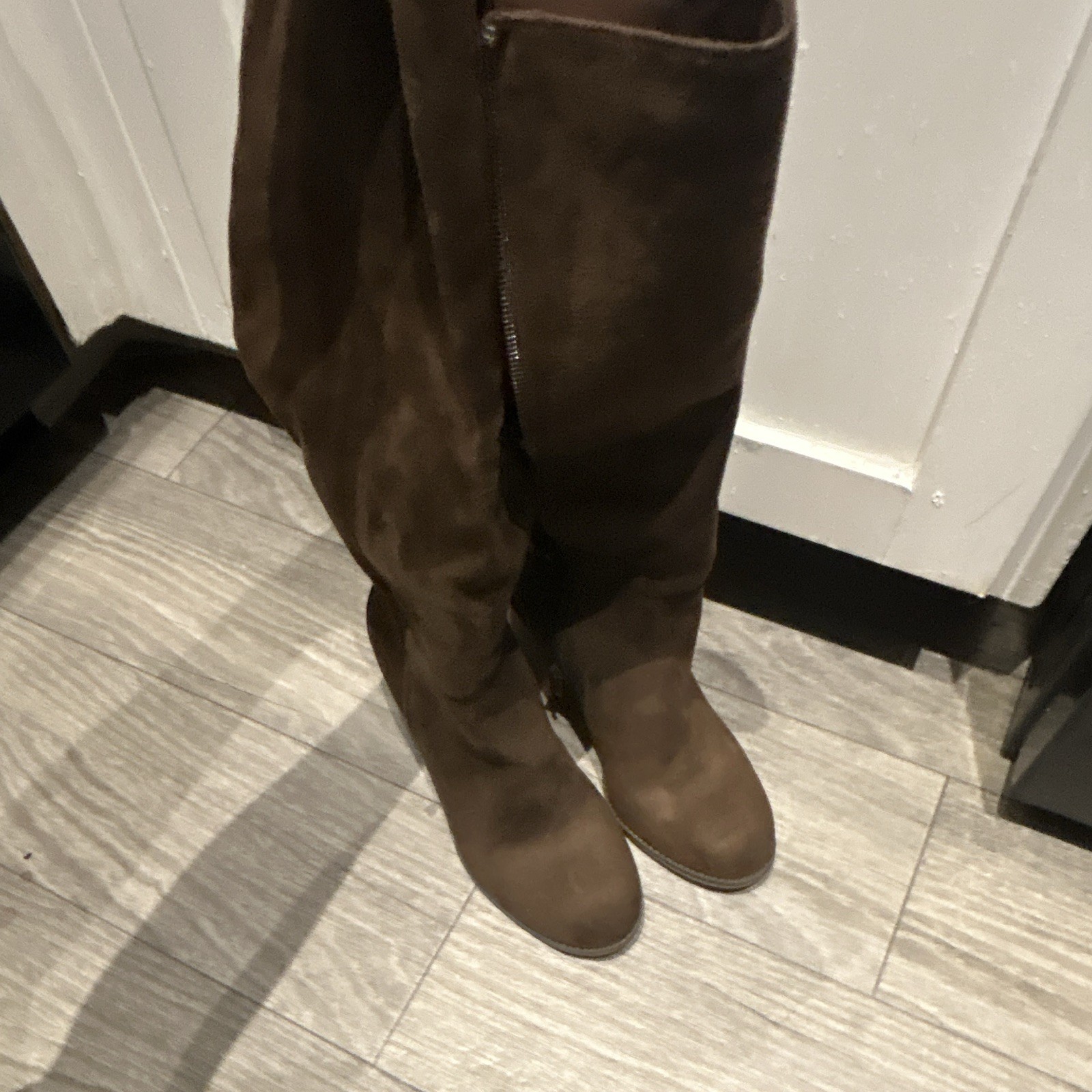 MIA Women’s Brown Suede Knee High Riding Boots Zip Round Toe Regular Calf 6.5