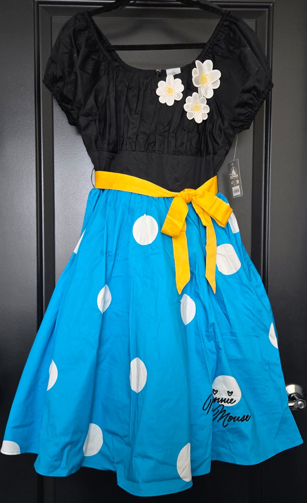Disney Parks Minnie Mouse Classic Retro A-Line Fit Flare Blue Polka Dot NWT Sz:M