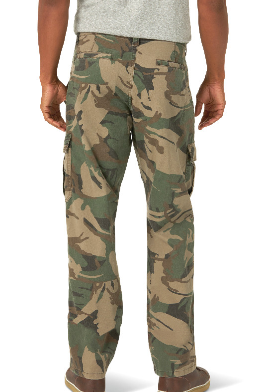 Men’s Wrangler Camo Cargo Pants w/ Stretch Relaxed Fit Tech Pocket CHOOSE SIZE