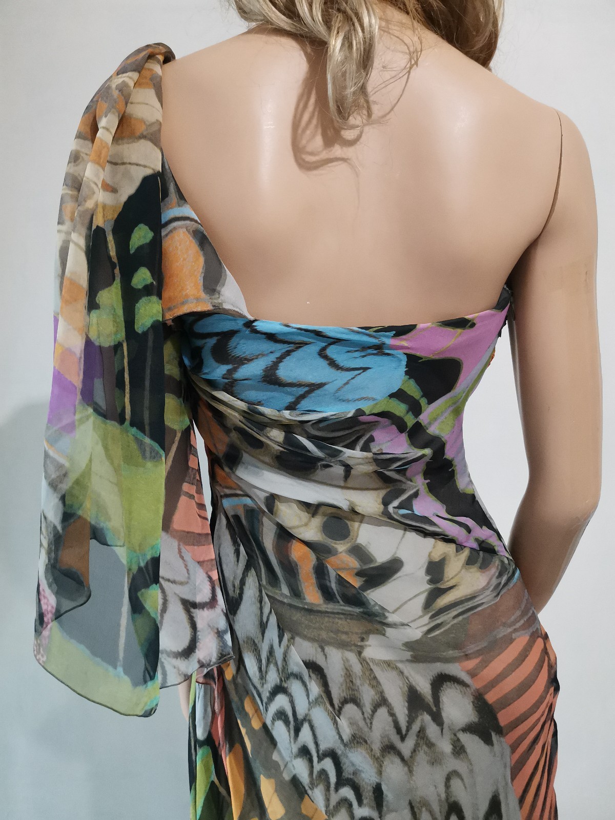 🆓US🛃 RESORT 2011 ALBERTA FERRETTI Abstract Print corset silk maxi Dress IT 40