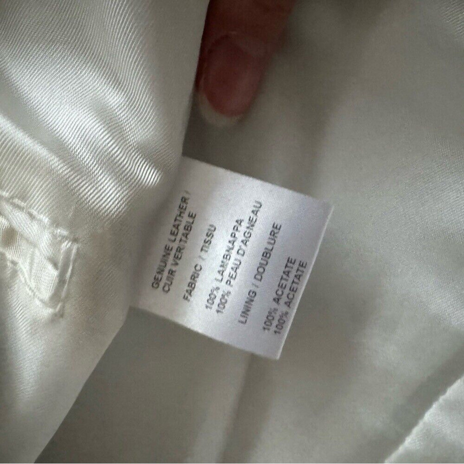 Celebrity Worn $1885 Each x Other white genuine leather moto jacket ribbon small