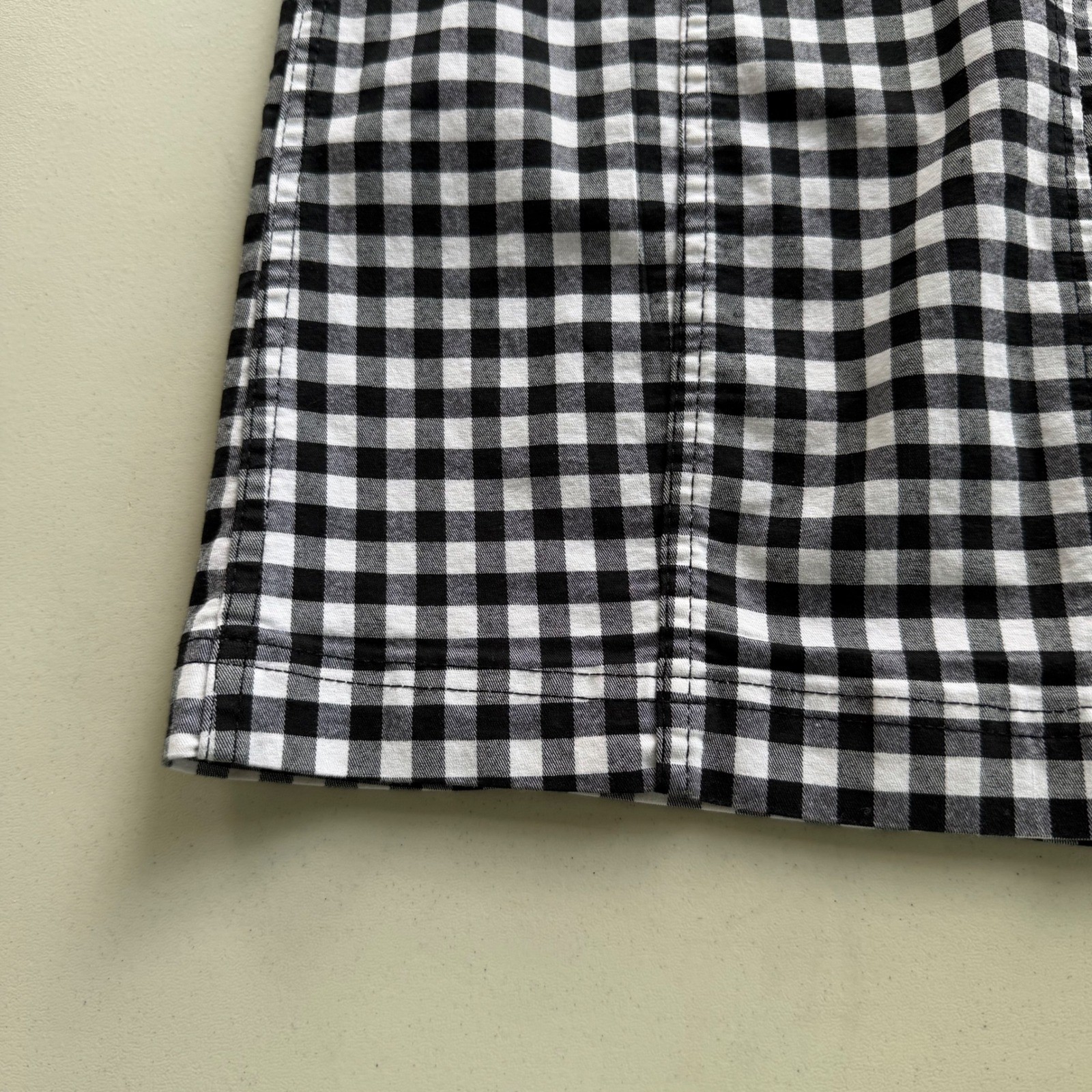 Free People 12 Black White Gingham Checker Plaid Modern Femme Novelty Mini Skirt