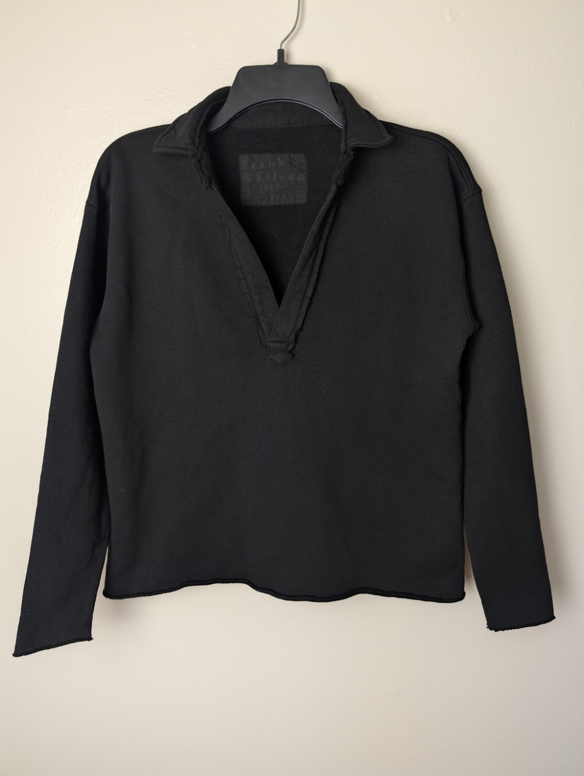 Frank & Eileen Patrick Popover Henley Triple Fleece Black XS NEW $238