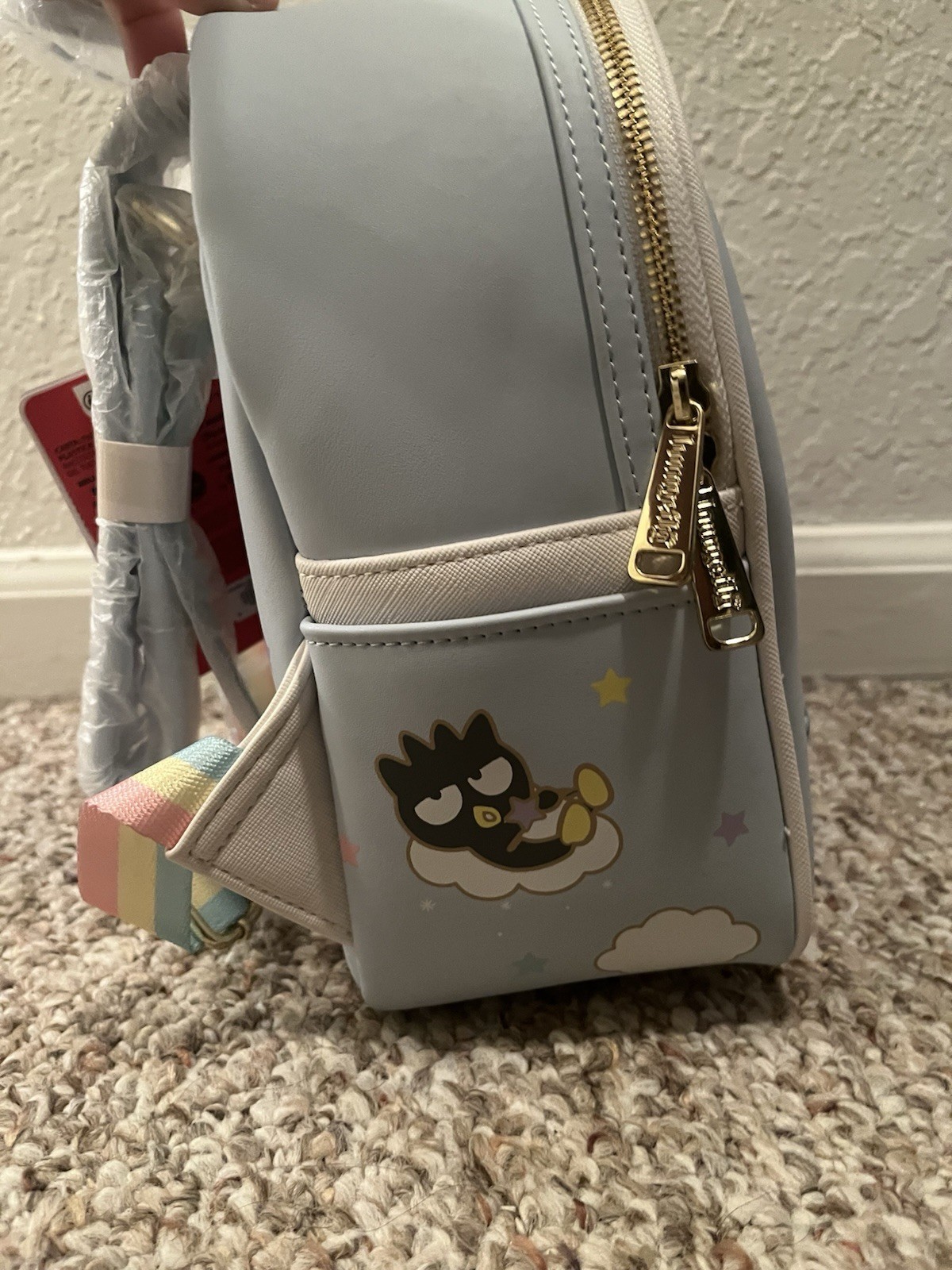 Loungefly Sanrio Mini Backpack Chococat My Melody Blue Rainbow Faux Leather