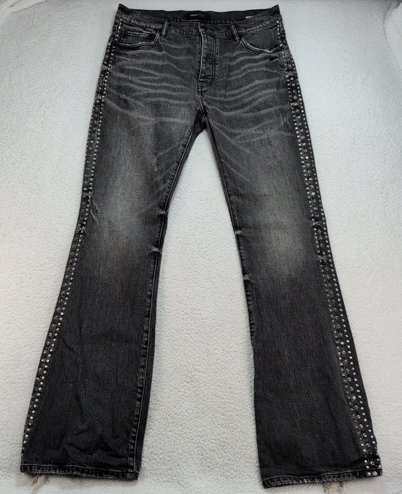 Purple Brand P004 Jeans Mens 36×34 Black Studded Distressed Rockstar