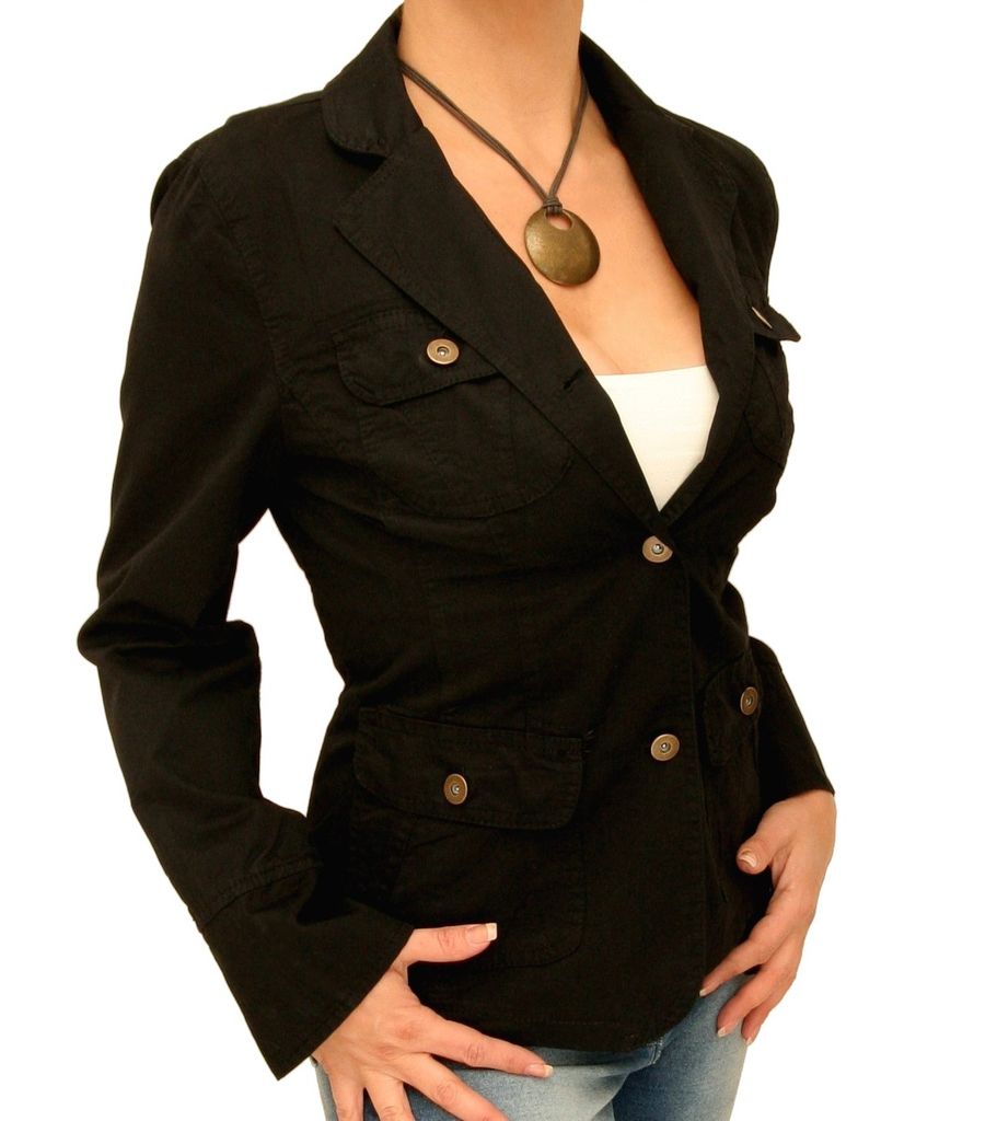 New Black or Khaki Fully Lined Long Sleeve Collared Short Jacket