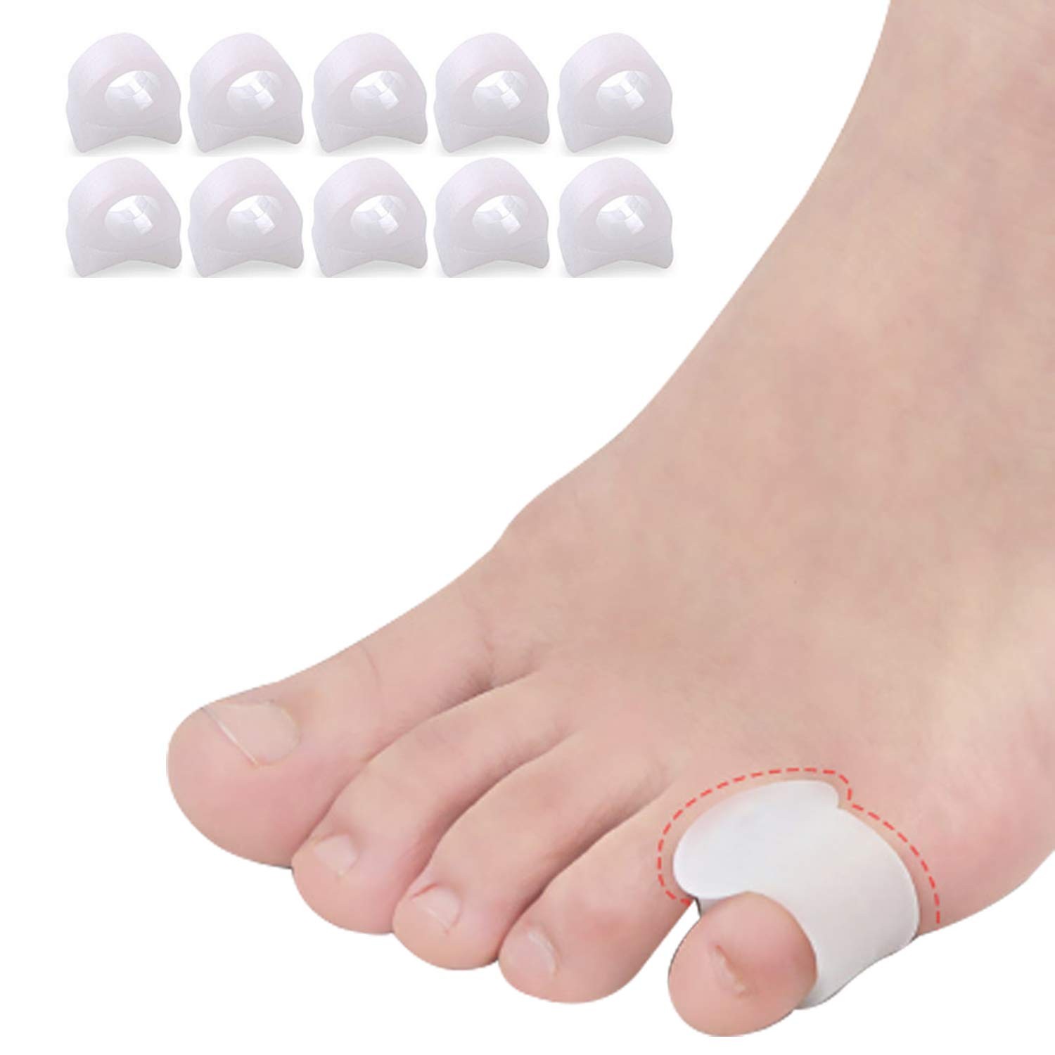 Yimanduo 10 Pcs Pinky Toe Splint, Gel 10 Count (Pack of 1), White