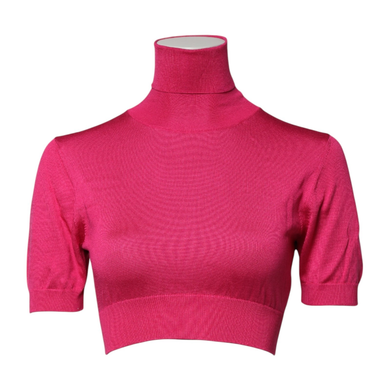 DOLCE & GABBANA Top Pink Silk Knitted Turtleneck Cropped Top IT40/US6/S 750usd