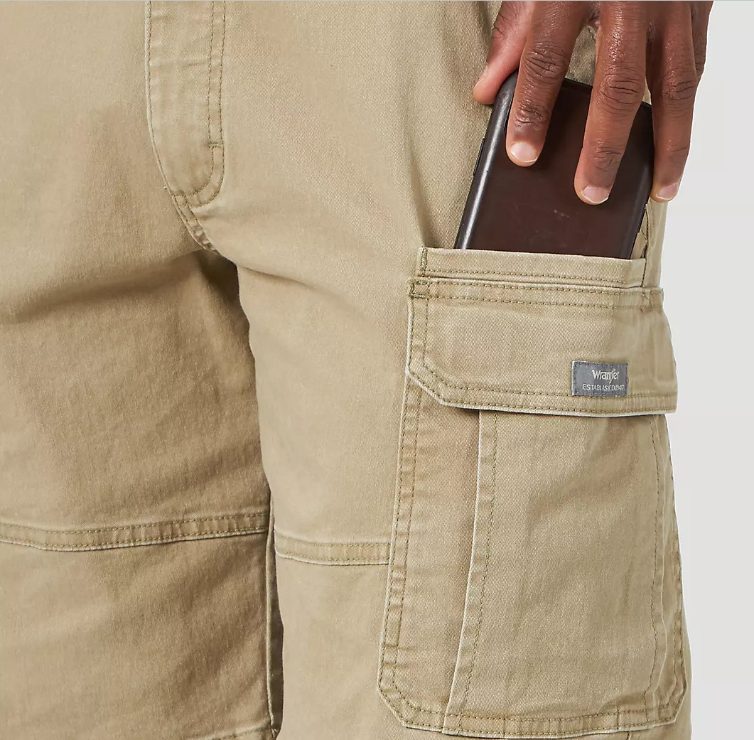 Men’s Wrangler Cargo Pants w/ Stretch Relaxed Fit Elmwood Khaki CHOOSE SIZE New