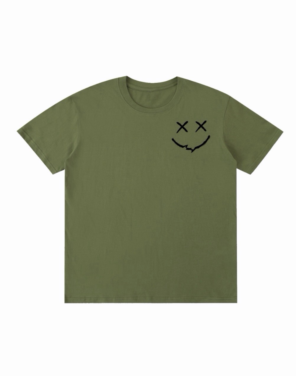 Broken Smile Cotton T-shirt – Army Green