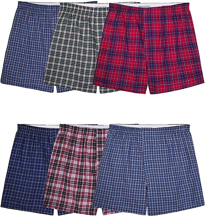 3 or 6 Fruit of the Loom Men’s Tag-Free Boxer Underwear Shorts Pattern Woven