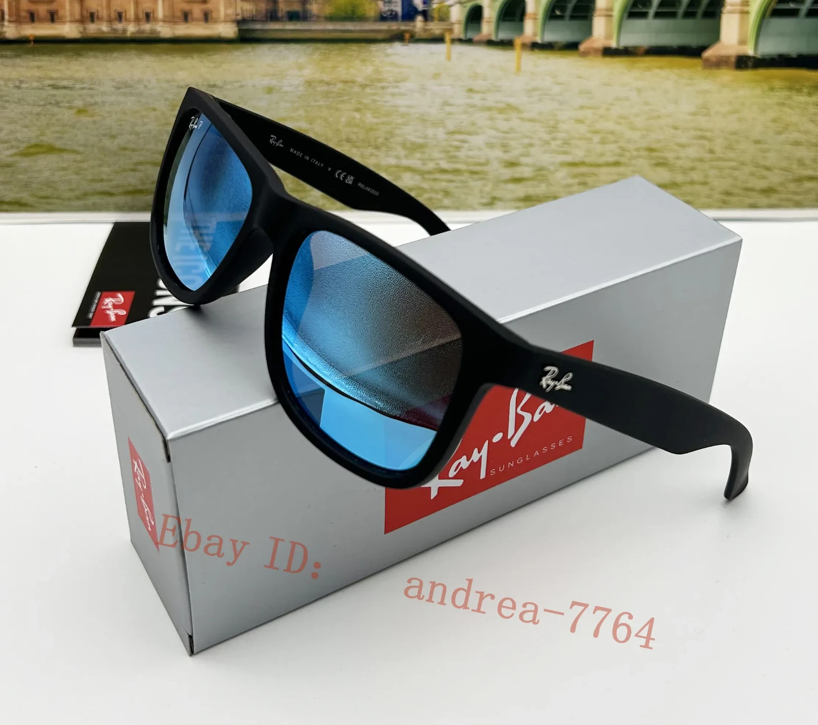 Ray-Ban RB4165 Justin Sunglasses Polarized Blue Lens Matte Black Frame 54mm Men