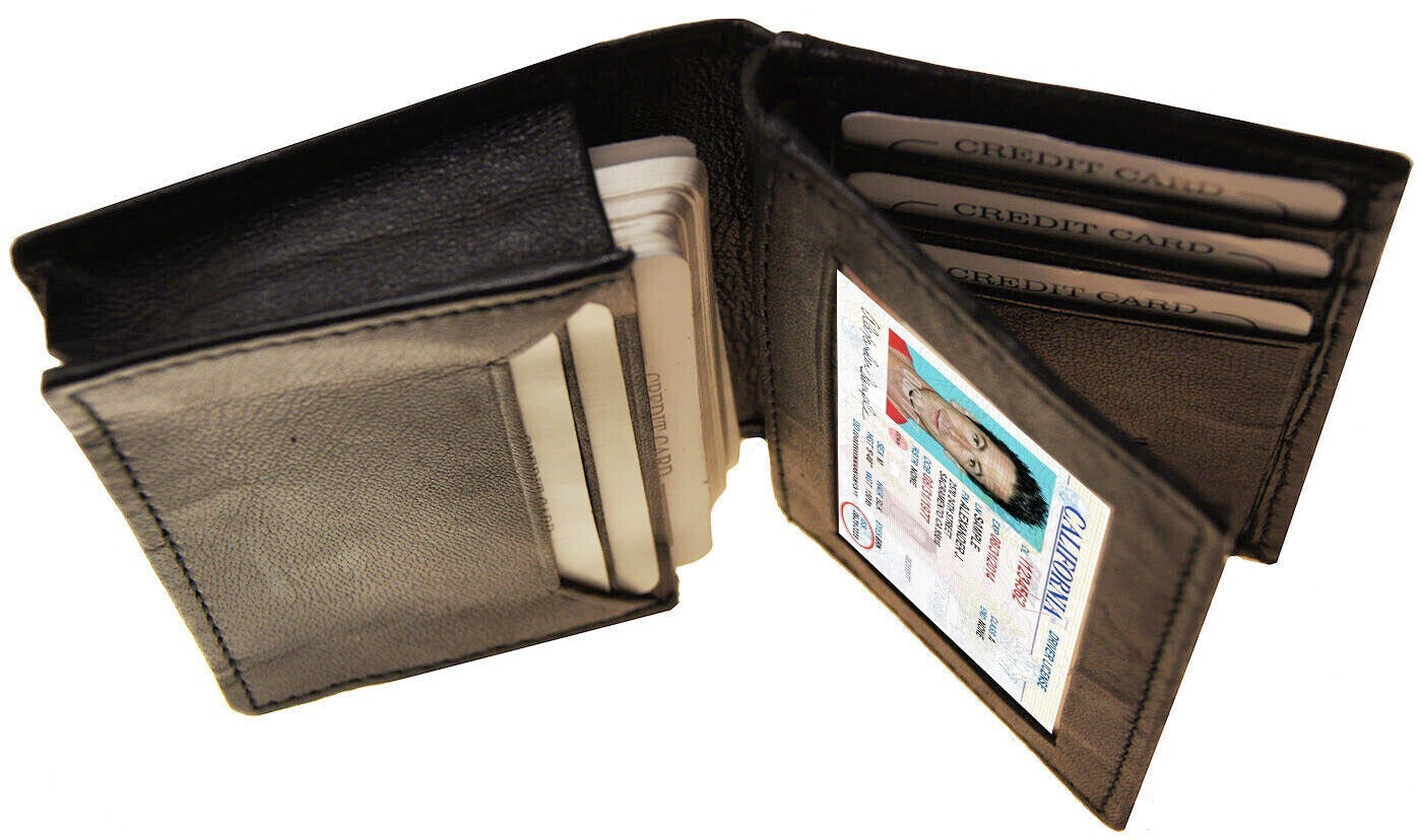 Rfid Mens Slim Front Pocket Wallet Genuine Leather Bifold Id/credit Card Holder
