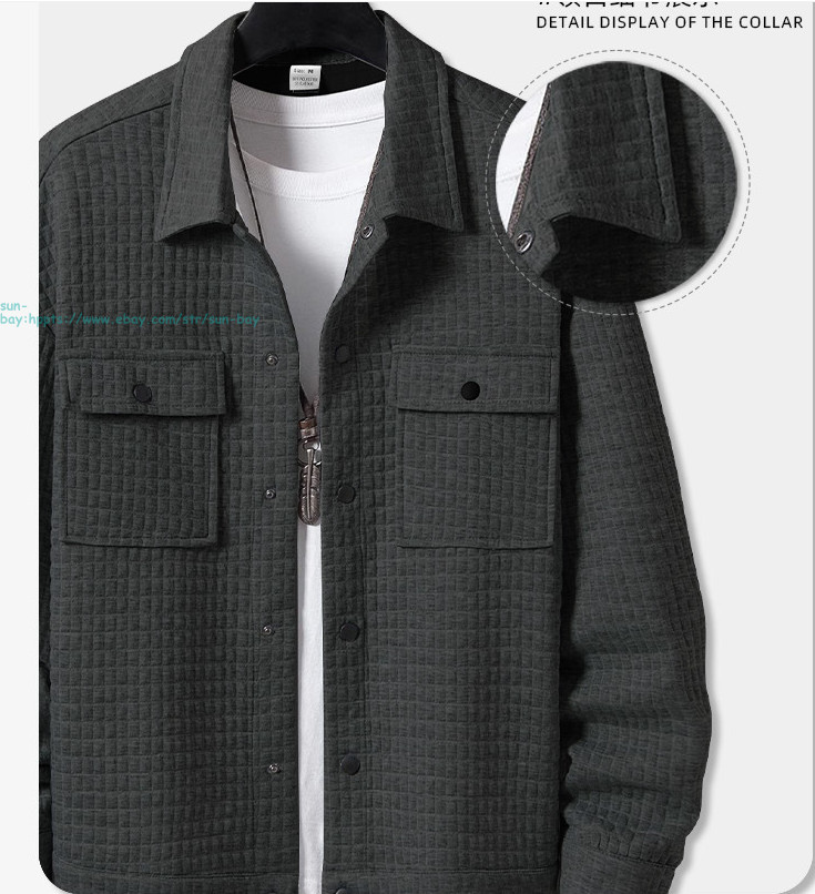 Men’s Button Down Jacket Causal Long Sleeve LightWeight Coats with Flap Pockets