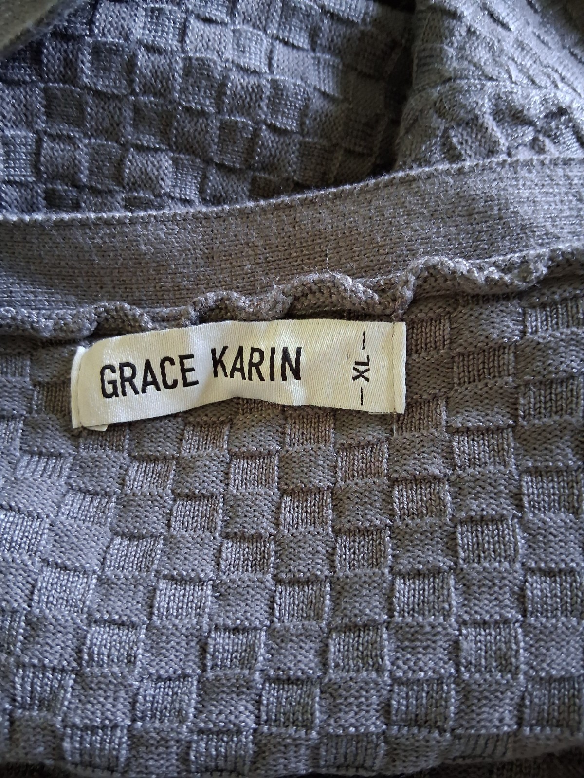 Grace Karin Open Front Cardigan Sweater Women’s Size XL Gray Basket Weave