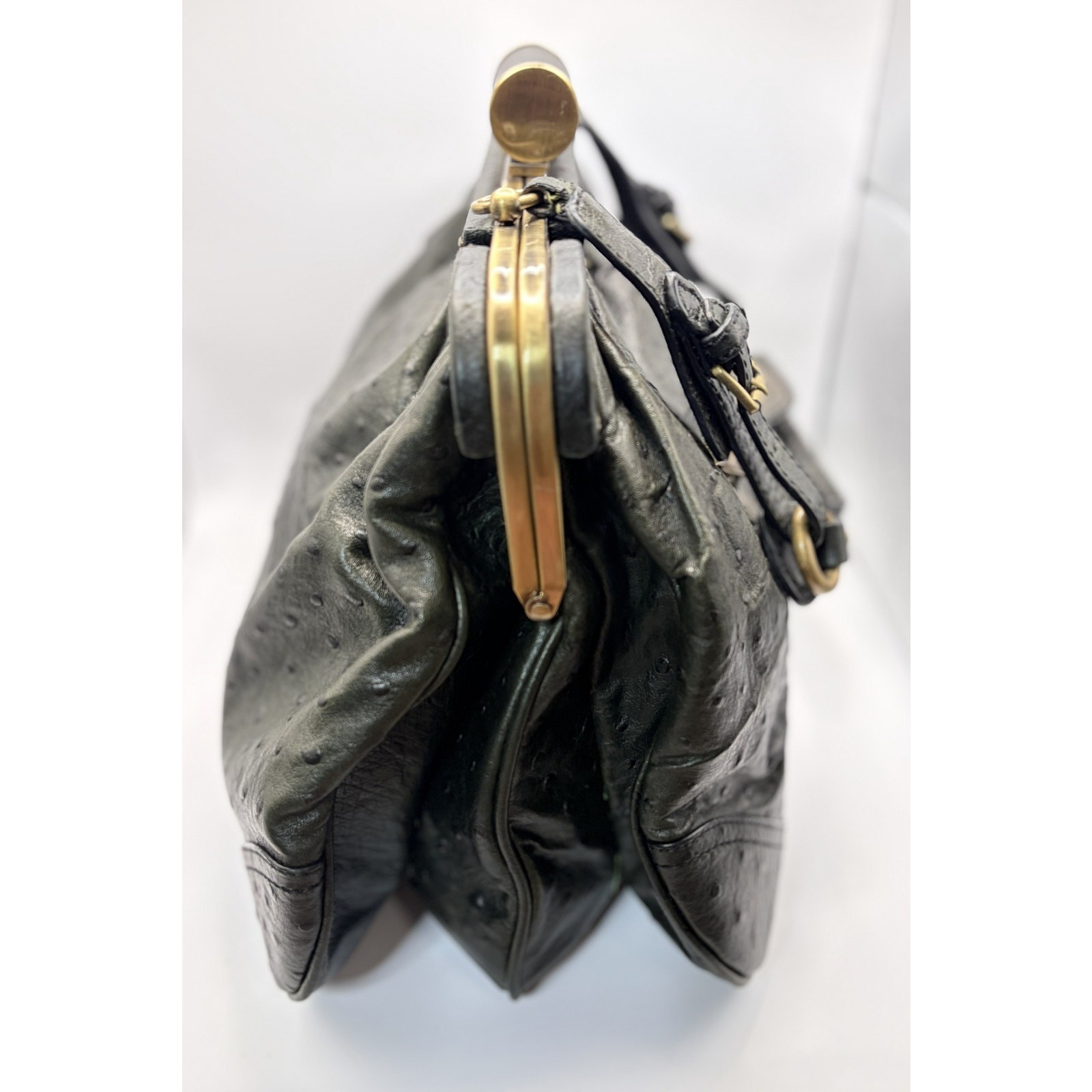 Tracy Reese New York Black Embossed Leather Doctor Bag Satchel Frame Handbag