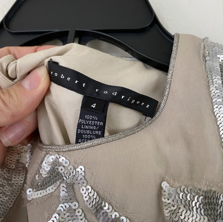 Robert Rodriguez Sequin Shift Dress Ecru 4