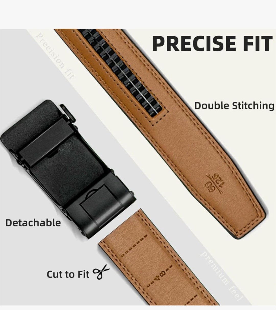 Men’s Adjustable Ratchet Dress Belt Set 1.5in Zinc Alloy Buckle Black/Brown