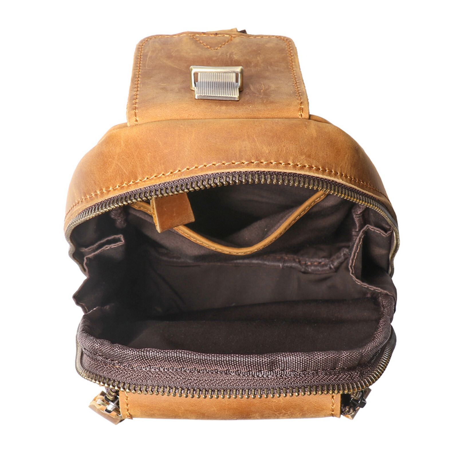 Men’s Leather Sling Bag Chest Crossbody Shoulder Pack Vintage Style Everyday Use