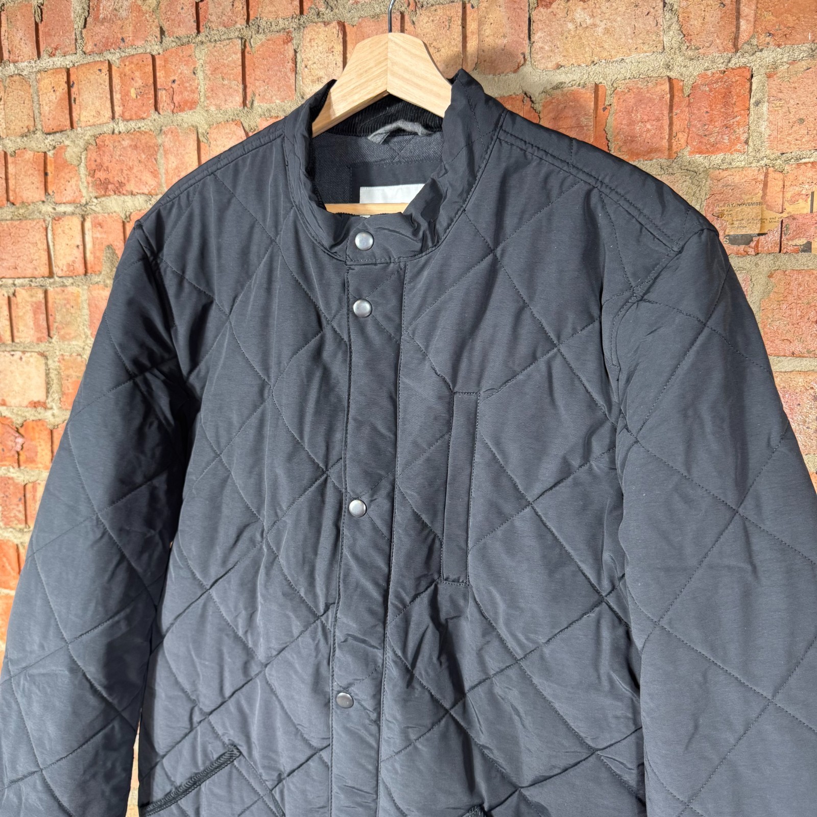 Orvis Quilted Field Jacket Black Diamond Quilt Snap Zip Coat Mens Medium