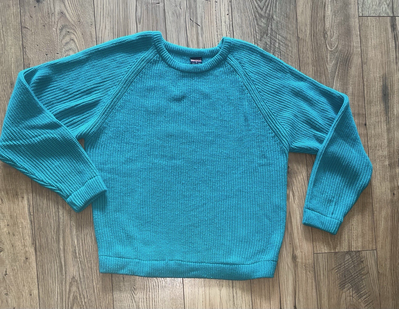 Vintage 80’s Brittania Long Sleeve Chunky Knit Shaker Sweater Teal Mens Sz Large
