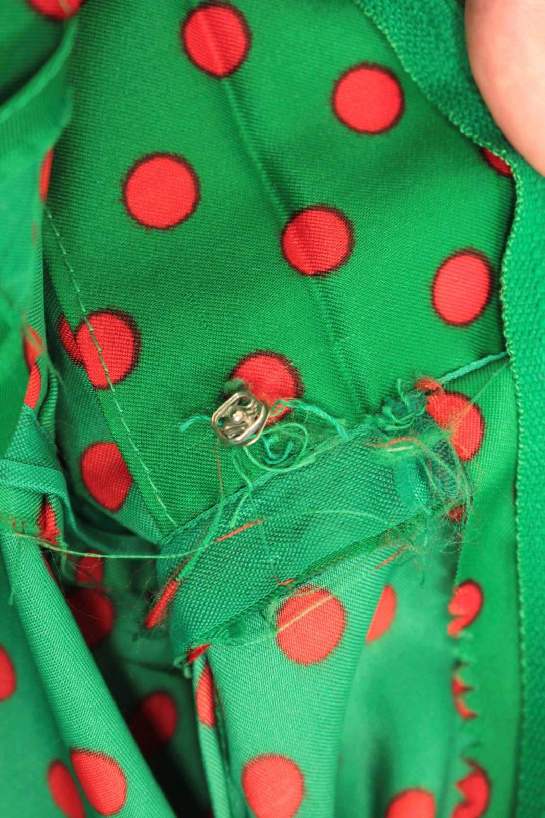 VTG 60s Green & Red Polka Dot Mod Pleated Skirt Dress Sz M 1960s Carlye