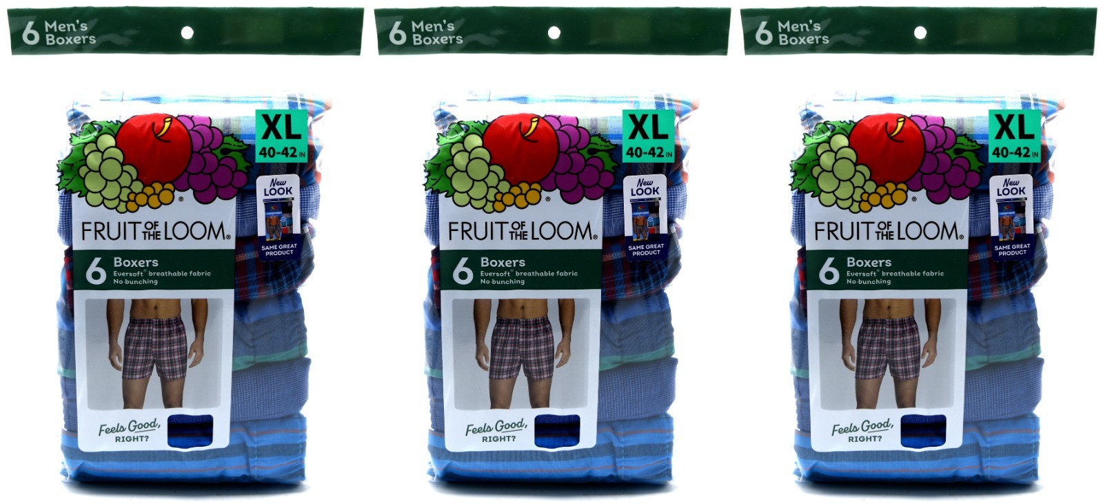 18 Plaid and Stripe XL 40-42 Inch Boxers Fruit Of The Loom EG 102-107 CM