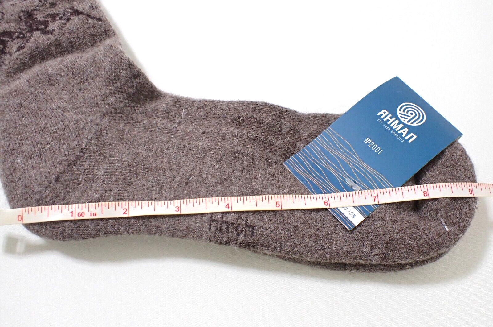 Made in Mongolia 70% Wool UNISEX Socks Size EU 43-44 US men 10-10.5 Natural