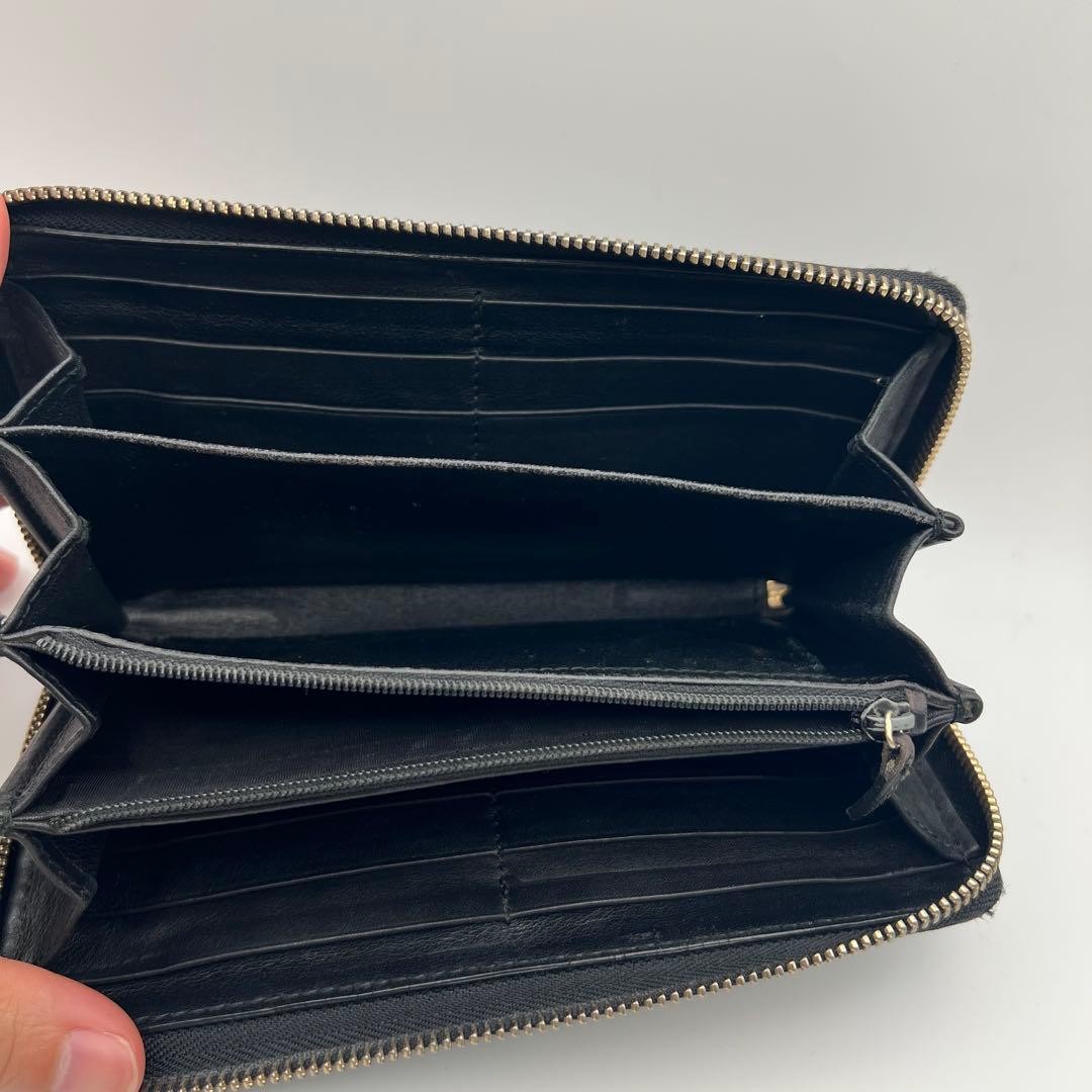Gucci GUCCI Long Wallet Round Zipper GG Embossed Plate Logo