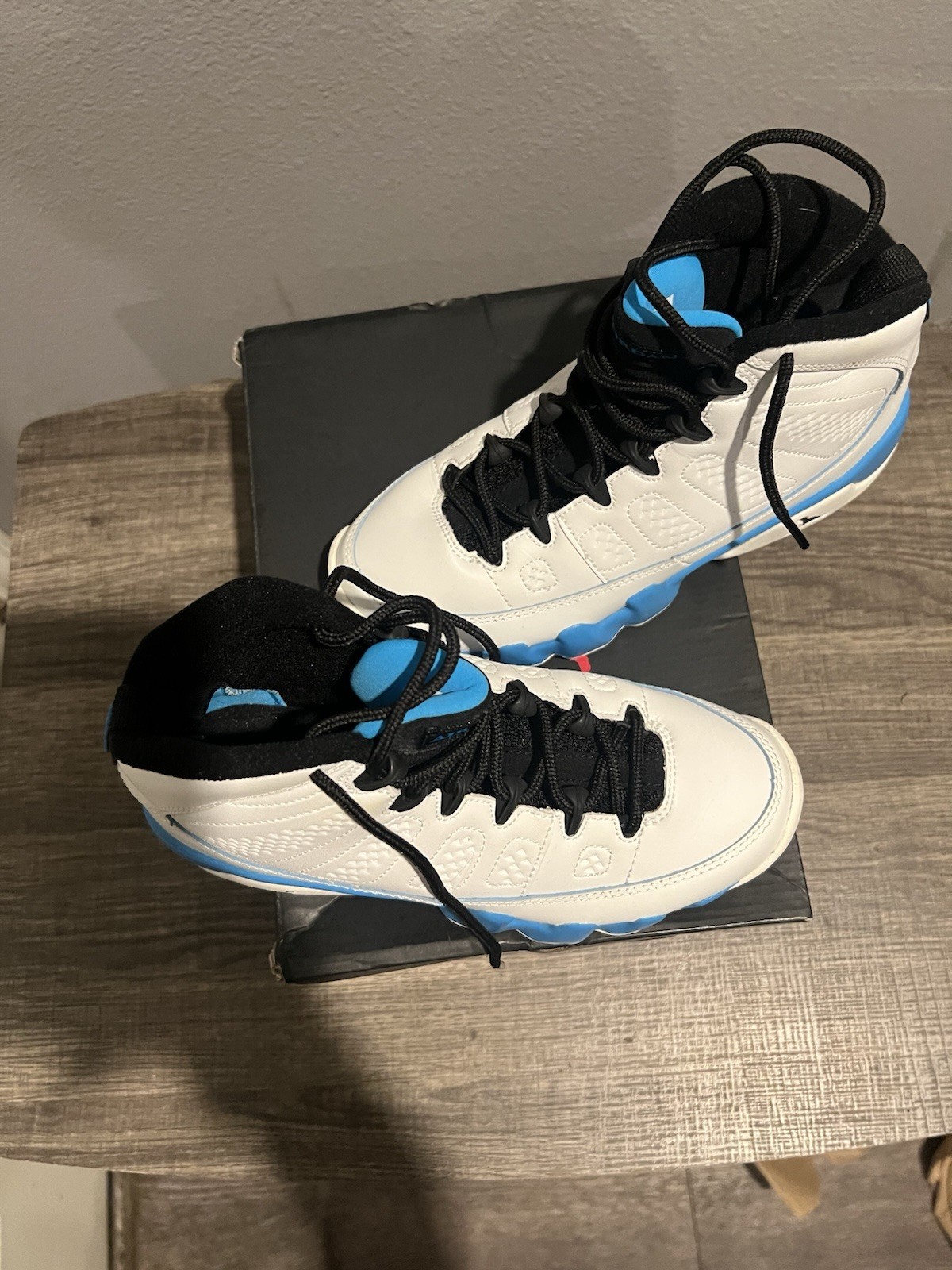 Jordan Air Jordan 9 Retro GS High Top Leather Sneaker 4Y White Black Blue
