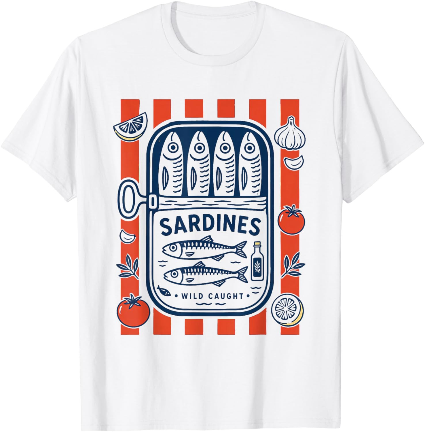Vintage Sardine Tinned Fish Retro Coastal Sardine T-Shirt