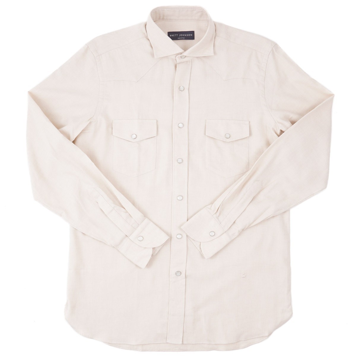Brett Johnson Soft Cotton and Cashmere Snap-Front Western Shirt M (Eu 39) New
