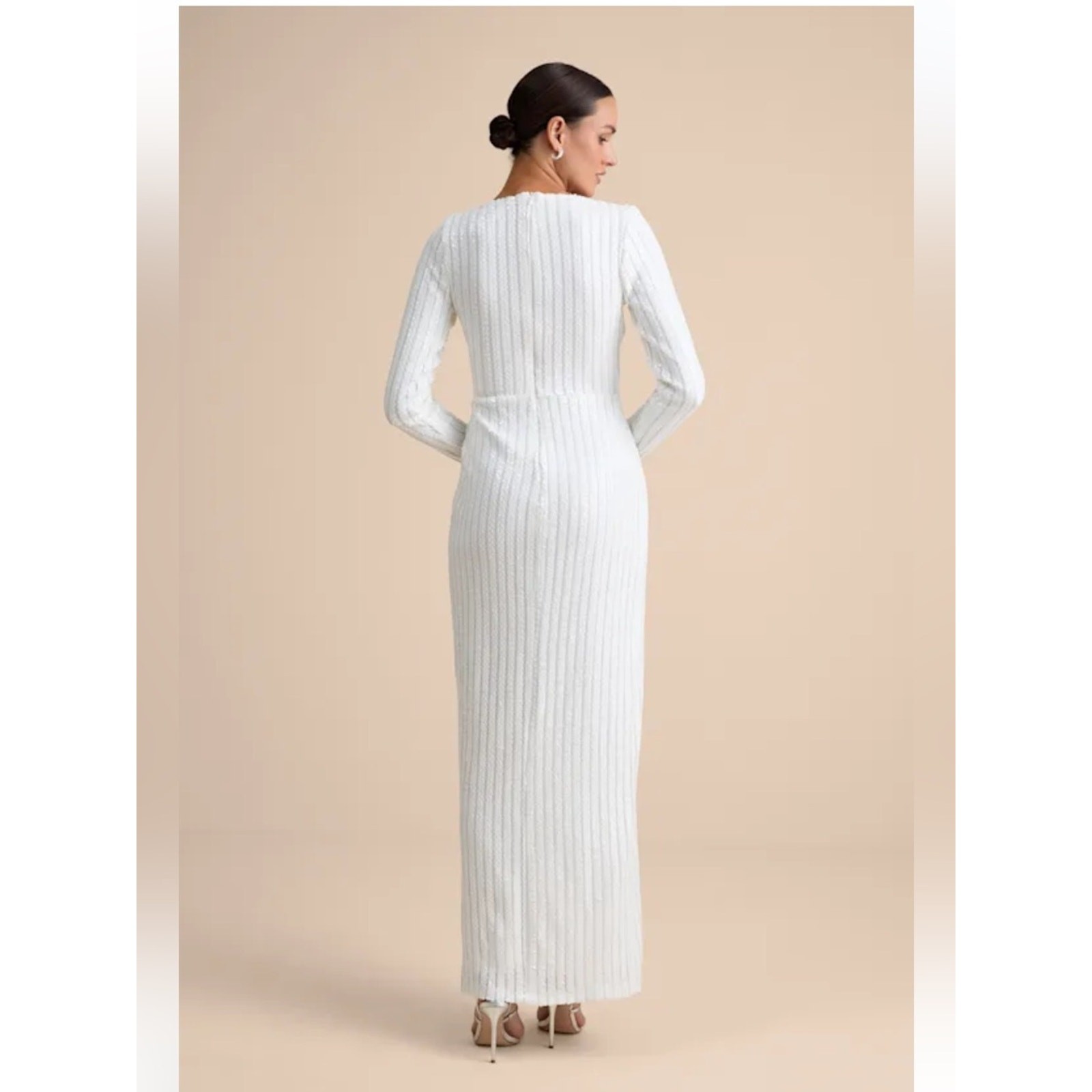 Lulus Love Lasts Forever White Sequin Long Sleeve Maxi Dress Size XS NWT