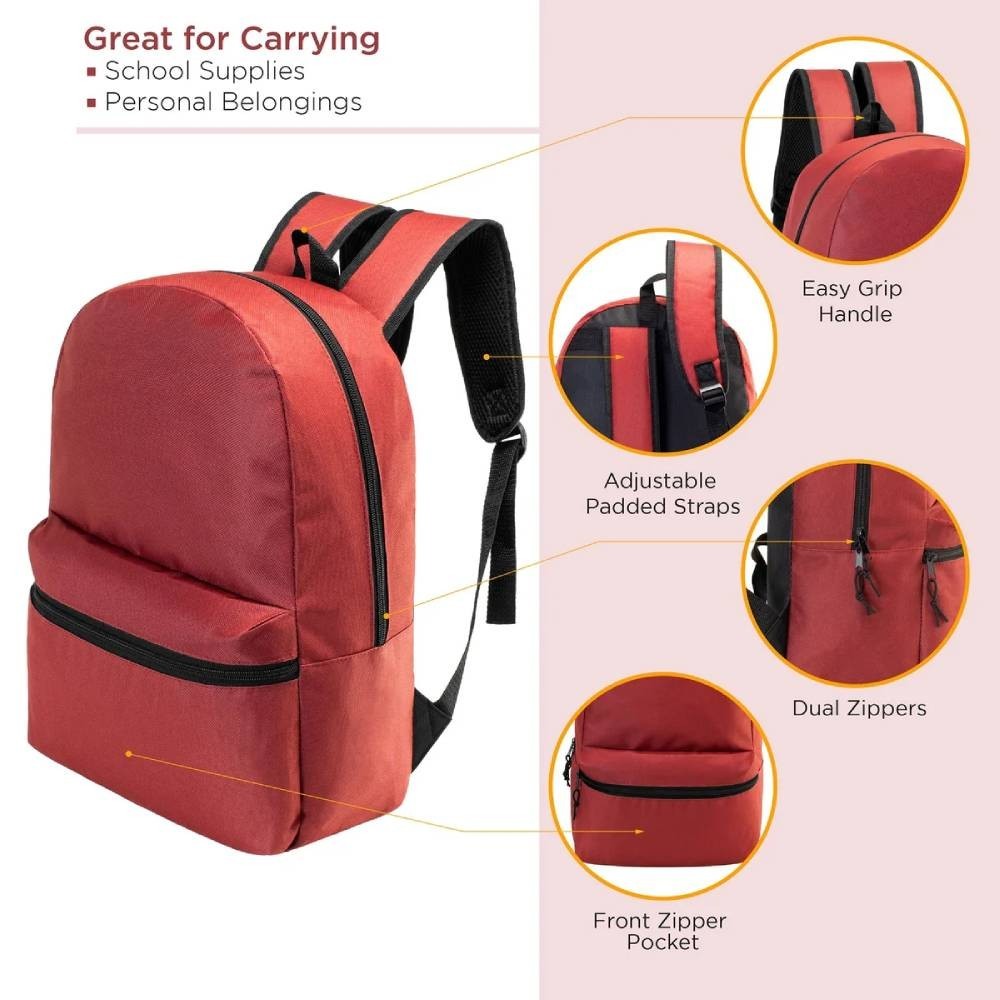 24 Pack Kids Backpacks Bulk 15″ School Bookbags Wholesale Bags 6 Assorted Colors