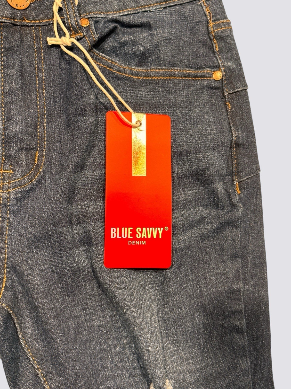 NWT Blue Savvy Women Dark Denim Jeans Sz 7/28 Distressed Flare Stretch Mid Rise
