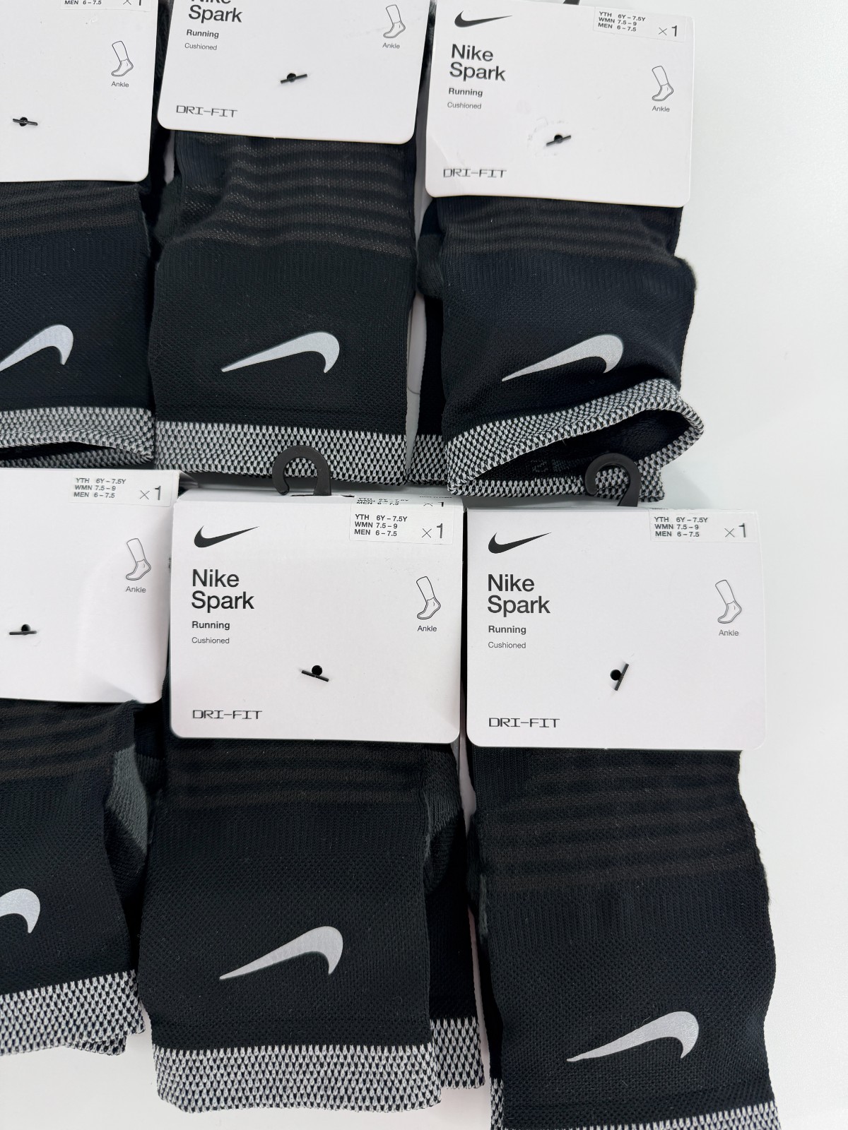 10 Pairs Nike Spark Cushioned Ankle Running Socks Mens 6-7.5 Womens 7.5-9 CU7199