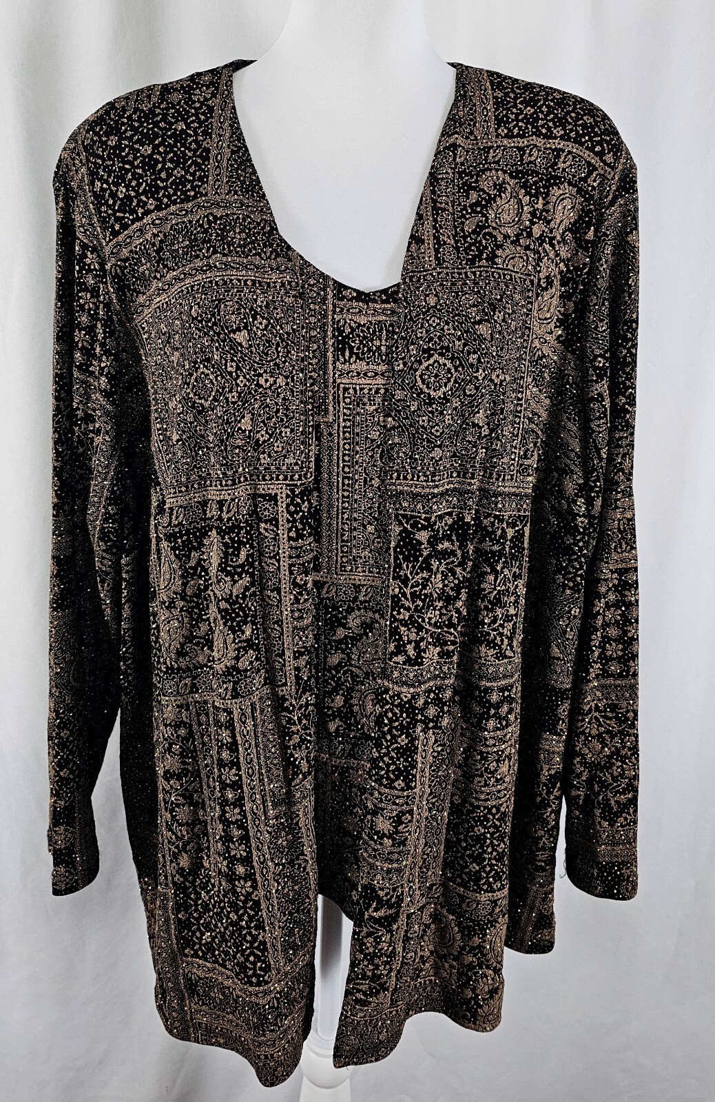 Onyx Nite Womens Two Piece Top Open Cardigan Black Glitter Acetate Polyester 3X