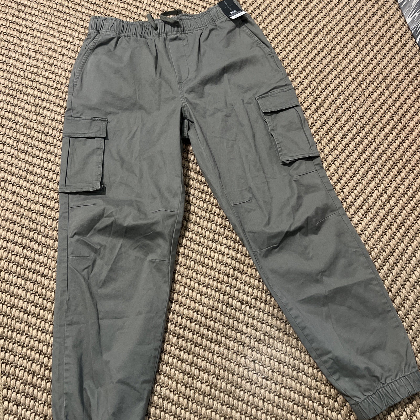 No Boundaries Men Cargo Pants Green Artichoke Size M 32-34 Drawstring Jogger NEW