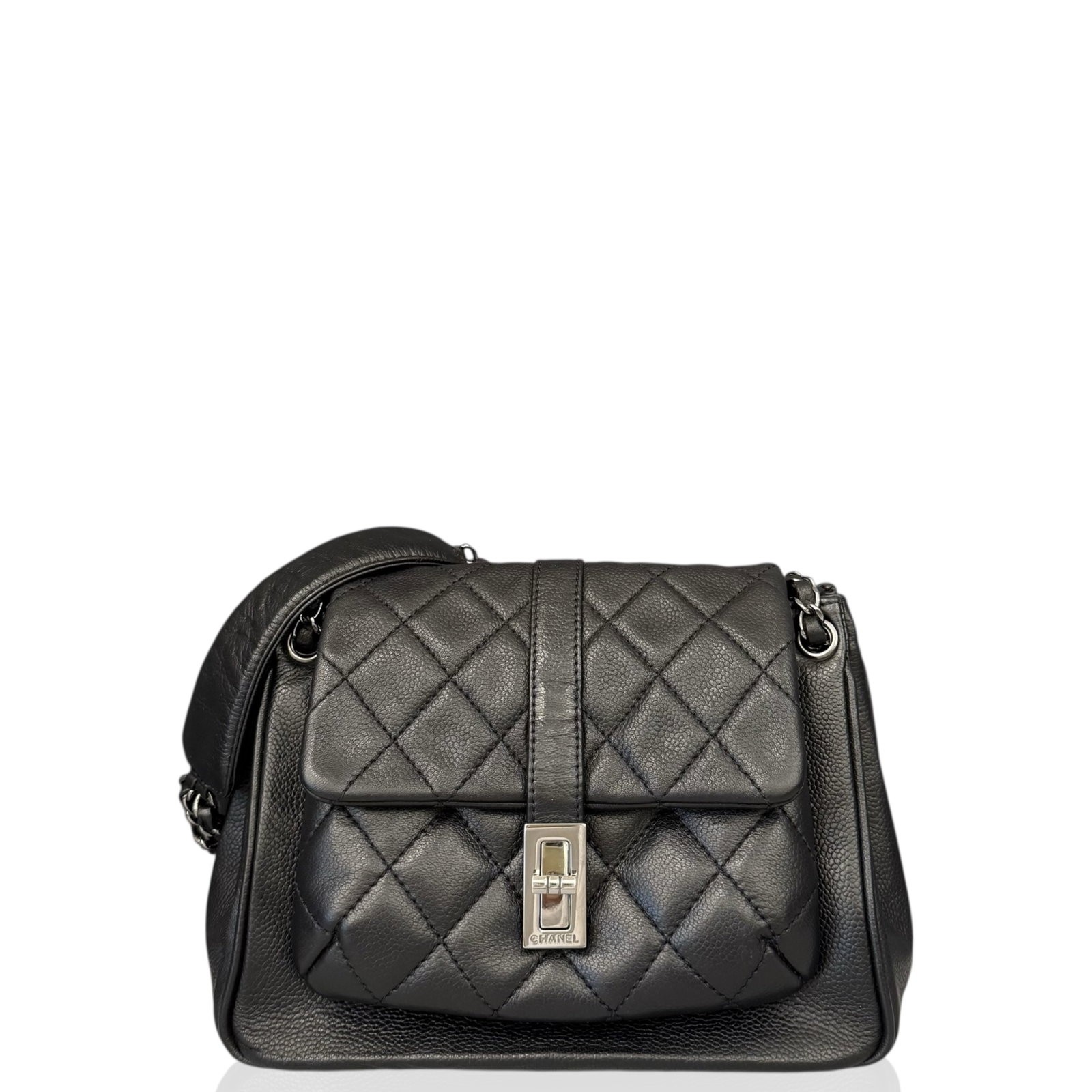 Chanel Quilted Flap Bag Black Grained Calfskin (kc033026b9)