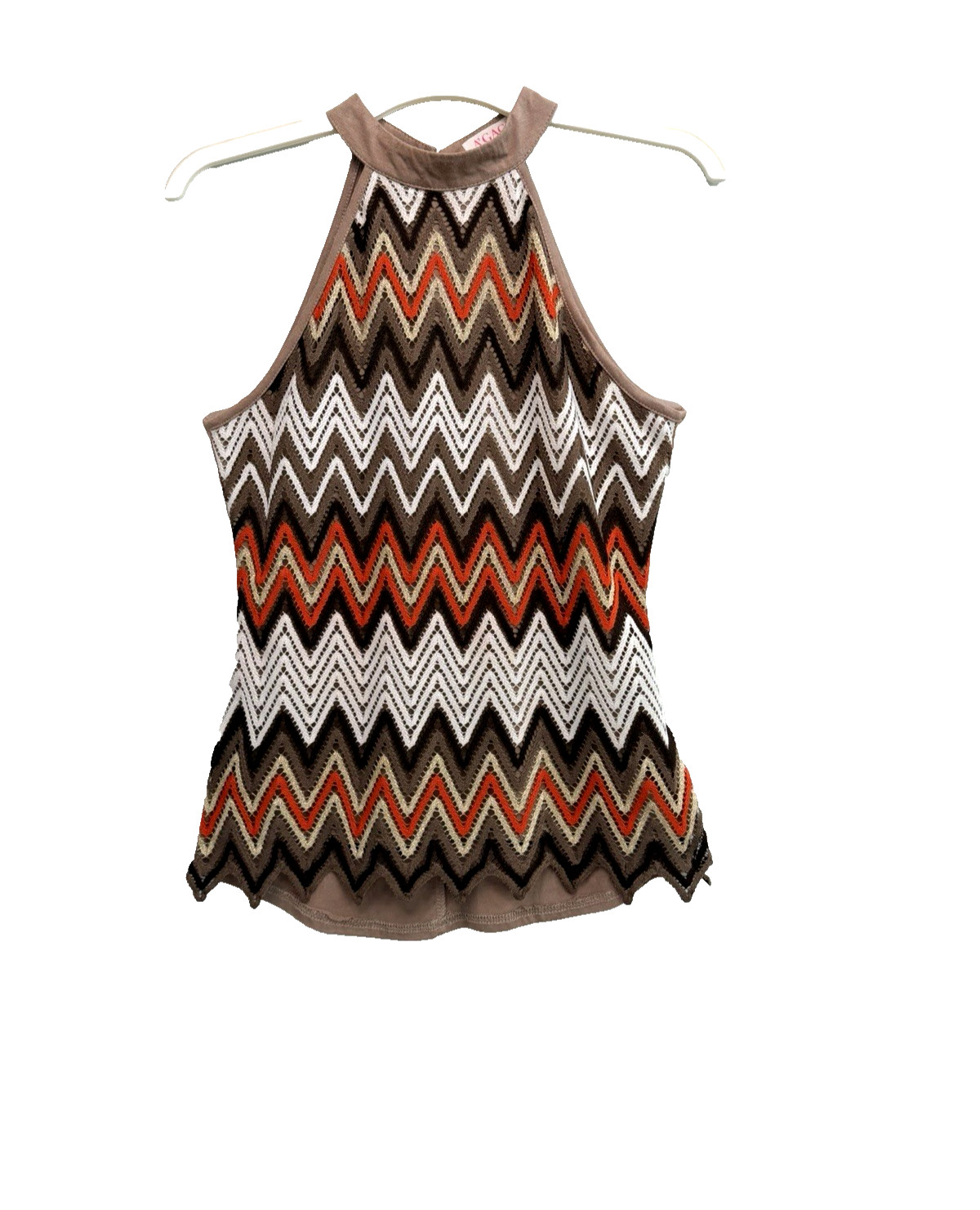 A’Gaci Multicolor Chevron Patterned Halter Neckline Women’s Tank Top SZ S