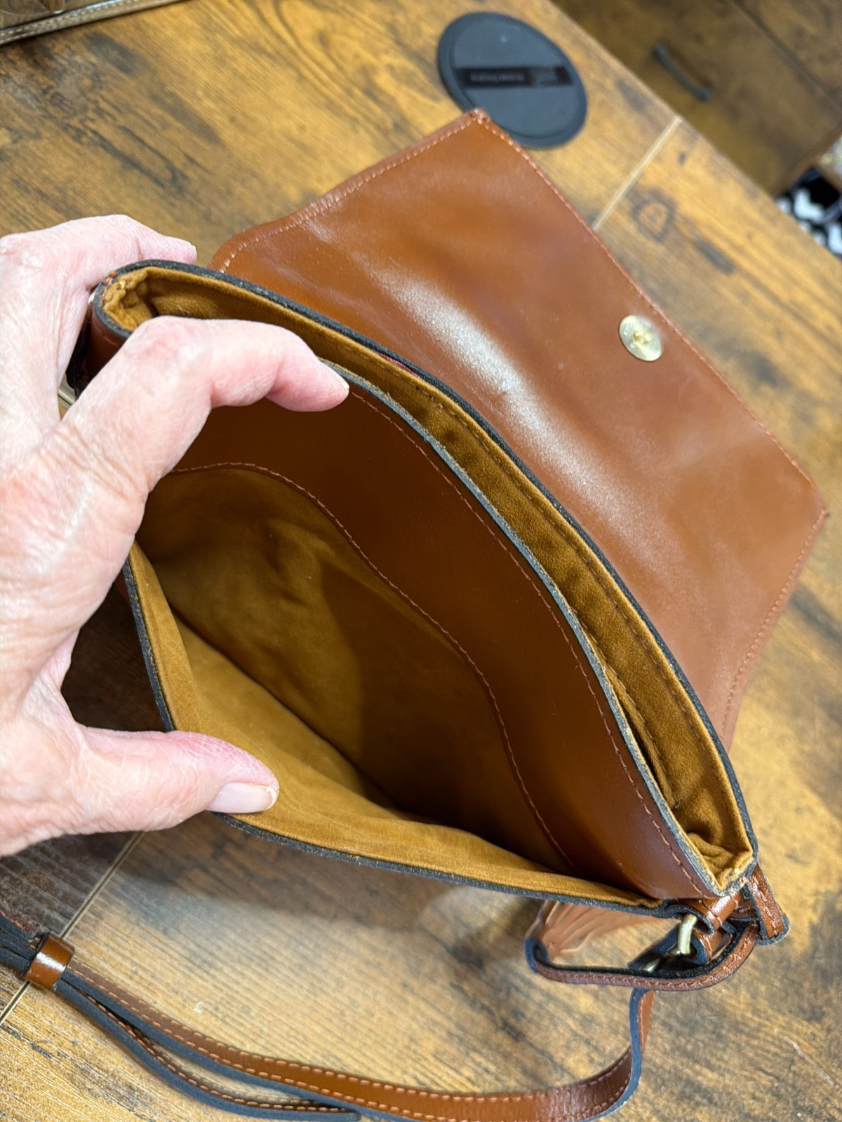 Patricia Nash Corfu Cognac Leather Crossbody Bag ~ New Without Tags.