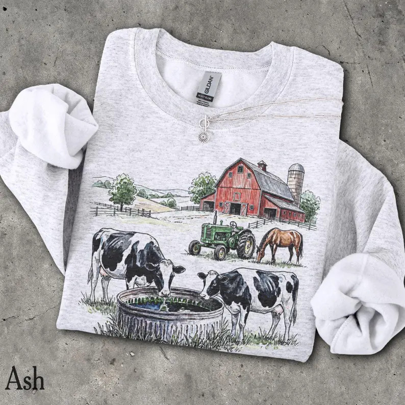 Farm Sweatshirt Unisex Men Womens Country Rural Agriculture Animals Top