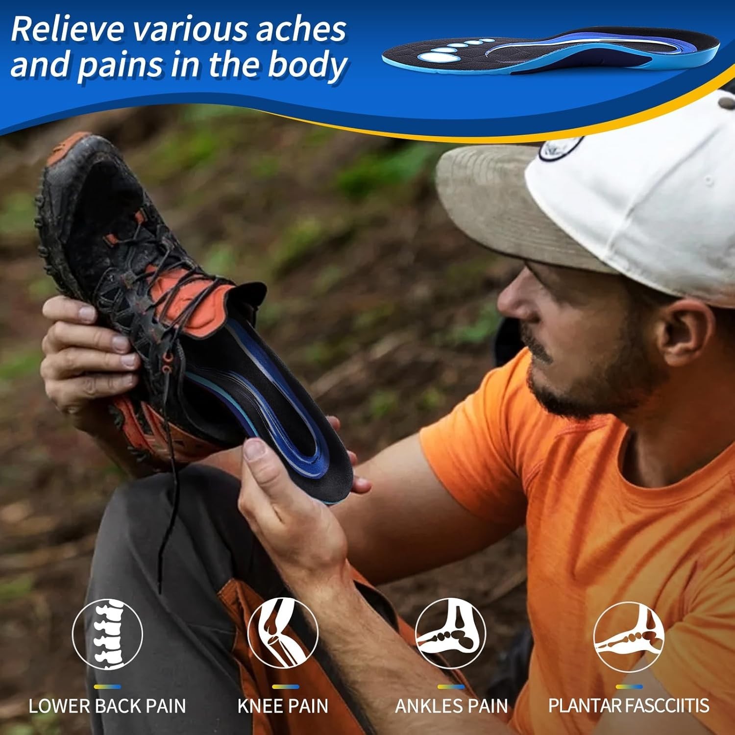 Durable Shock-Absorbing Insoles for Flat Feet & High Arches – Anti-Slip Comfort