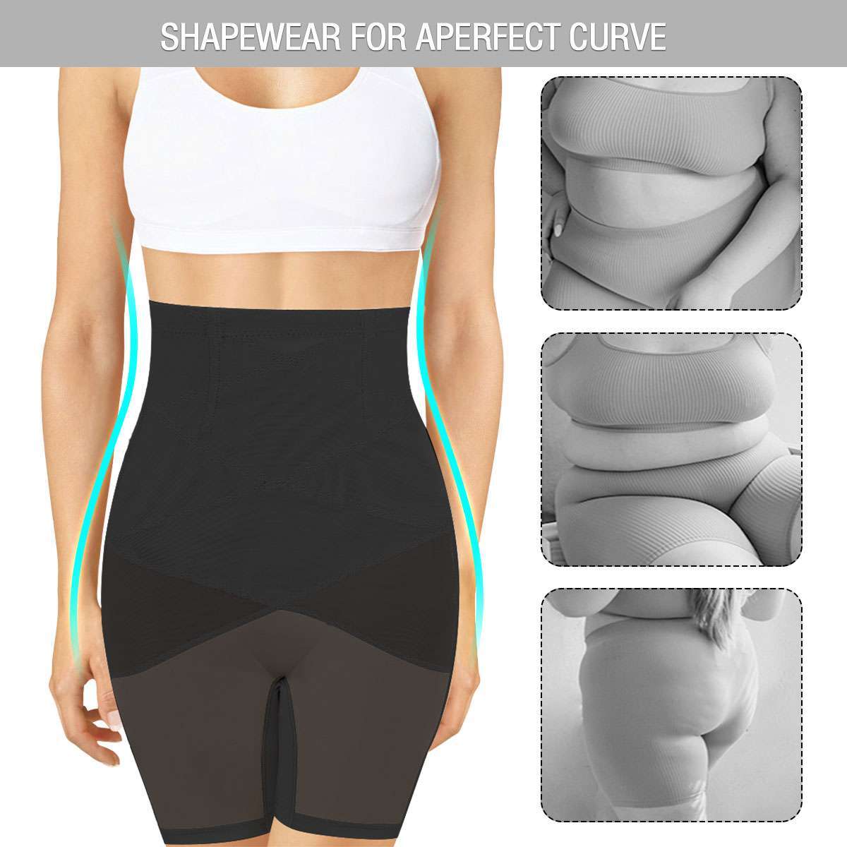 Shaperin All Day High-Waisted Body Shaper Shorts Slim Tummy Control Shapewear US