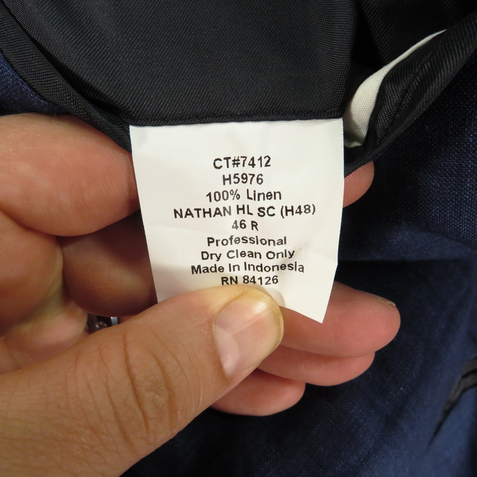 Haspel Blazer 46R 100% Linen Summer Unstructured Blue Sport Coat Jacket 1/2 Line