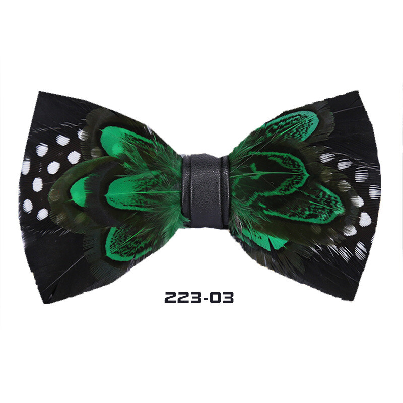 Men Feather Luxury Bowtie 4.7*2.36in Black Gold Floral Wedding Groom Party Wear