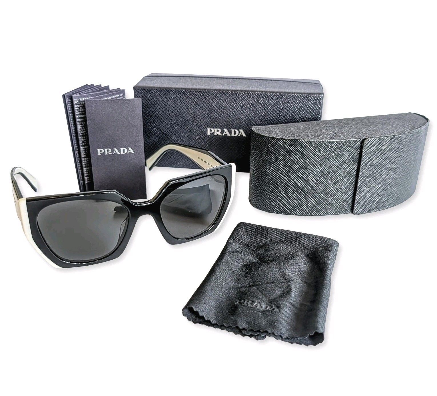 ​Prada Sunglasses Monochrome SPR 15W Black White Geometric PR 15WS 09Q-5S0 New!