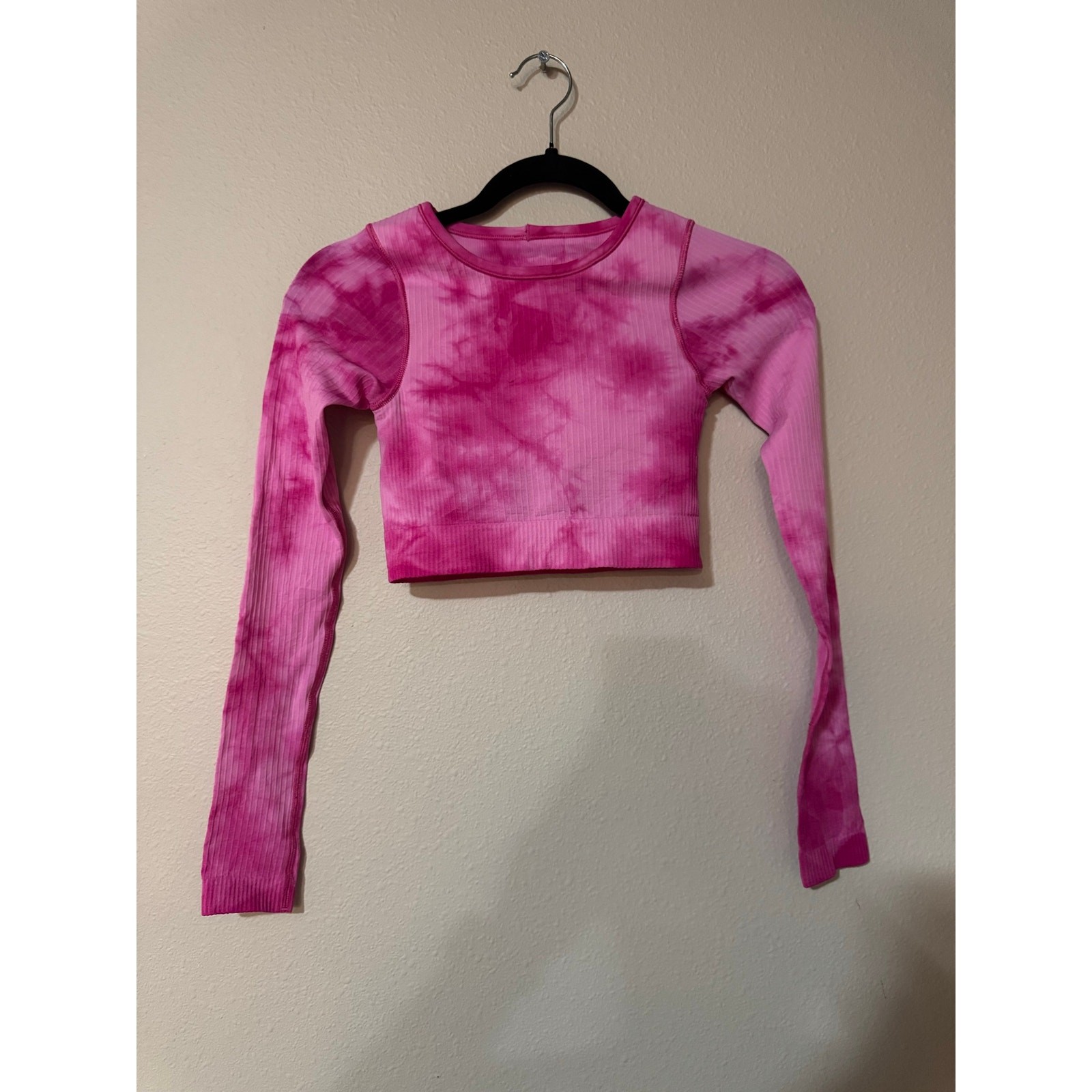 Lululemon Ebb to Street Long Sleeve Cropped Top Marbled Dye Sonic Pink Size 2