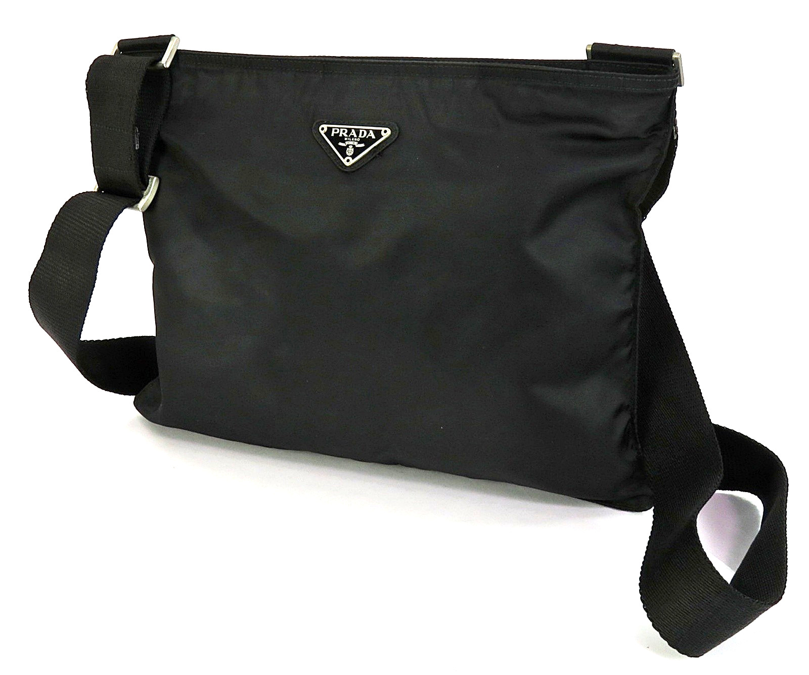 Authentic PRADA Black Nylon Small Shoulder Crossbody Bag Purse #64680