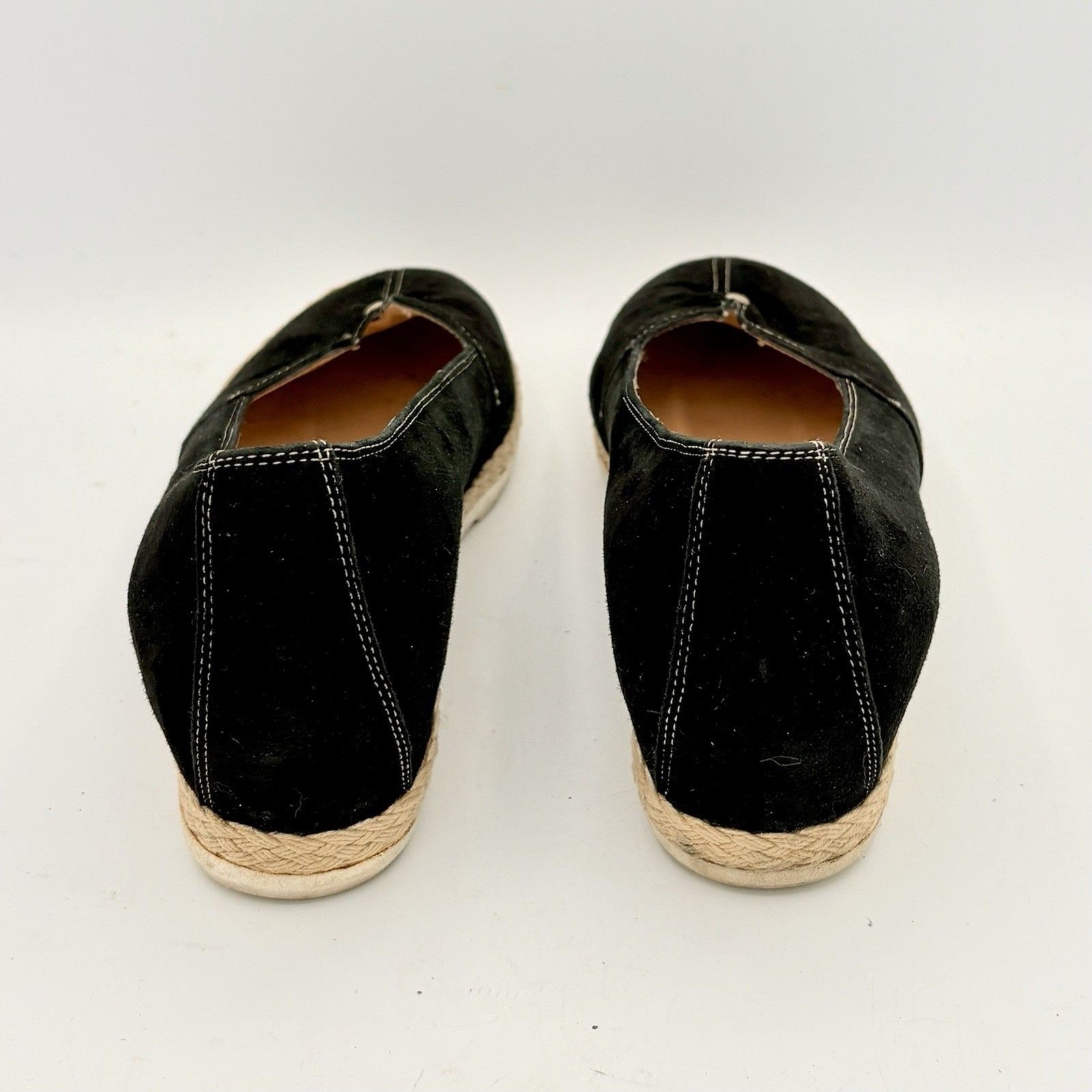 Amalfi by Rangoni Black Suede Low Wedge Espadrille Italy Leather Lining 8M